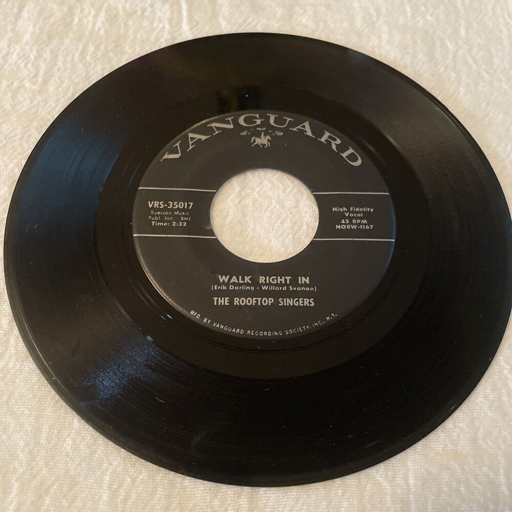 The Rooftop Singers Walk Right In/Cool Water 45 RPM Vanguard Records 1963